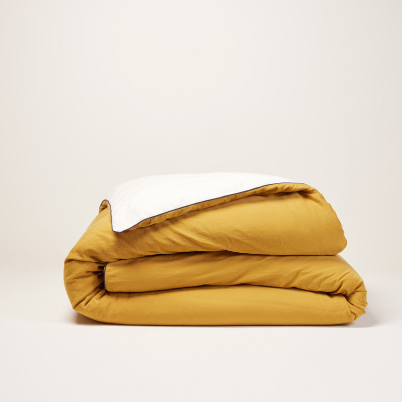 Cotton No Pattern Duvet Cover, Emperor, Natural/Yellow