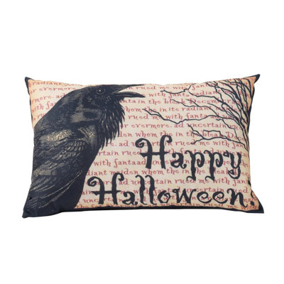 20X13" Crow Happy Halloween Pillow
