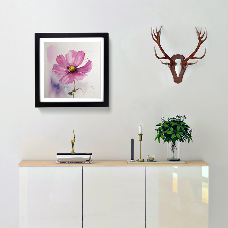 Cosmos Watercolour No.3 - Framed Print, Black