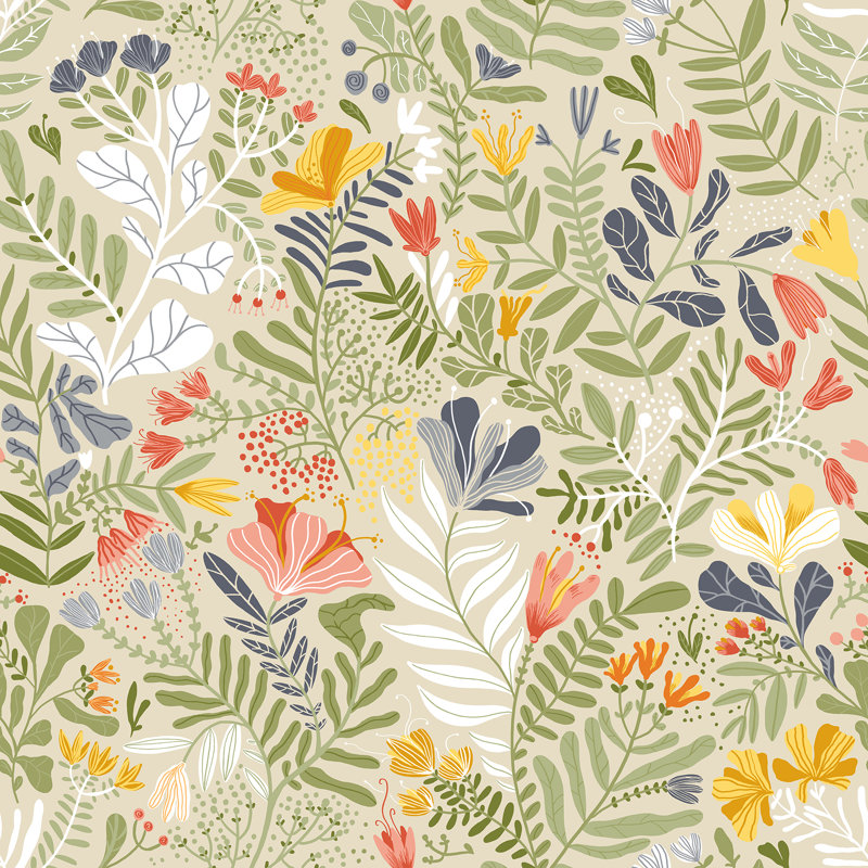 Ackworth Floral Roll, Beige/Green