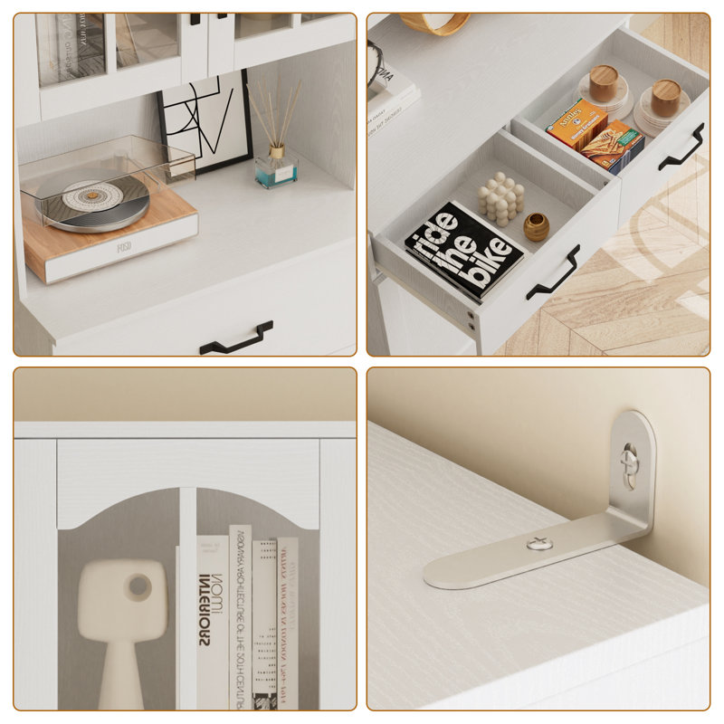 Garde-manger 71 po x l 31,5 po avec bibliothèques et huche de porte en verre