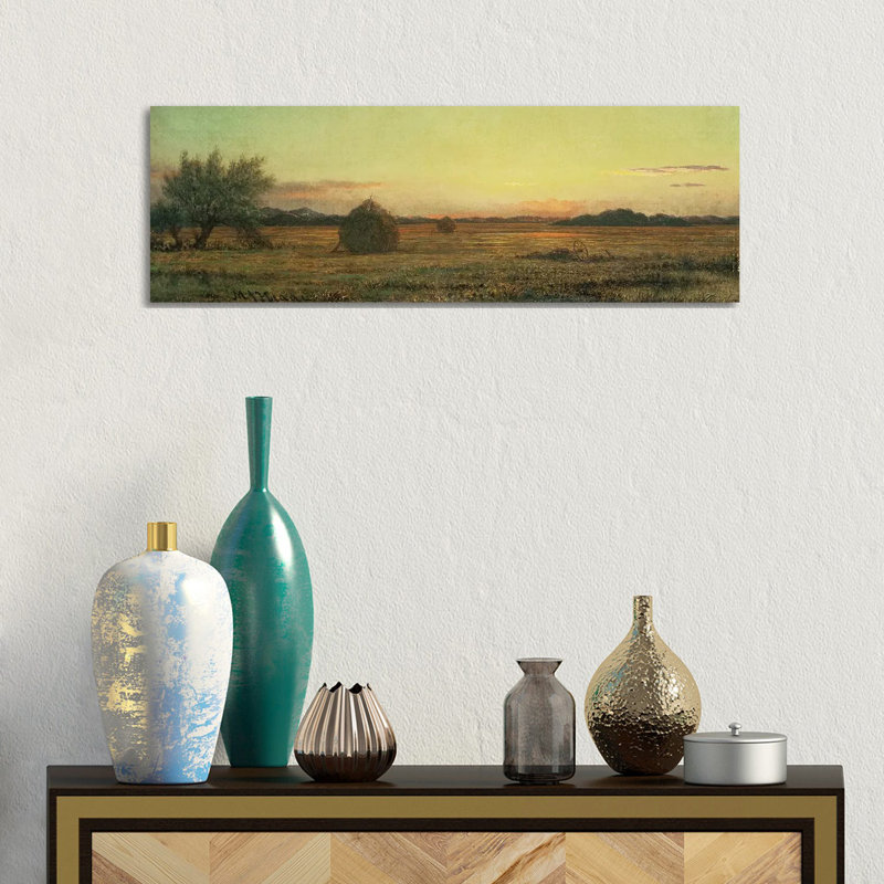 Jersey Meadows 1 Piece Panoramic Wall Art on Canvas, 30.48 cm H x 91.44 cm W