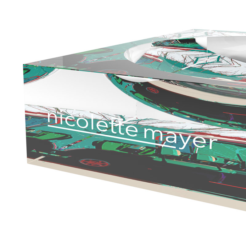 Square Abstract Decorative Tray, 8"W x 8"D x 2"H, Green
