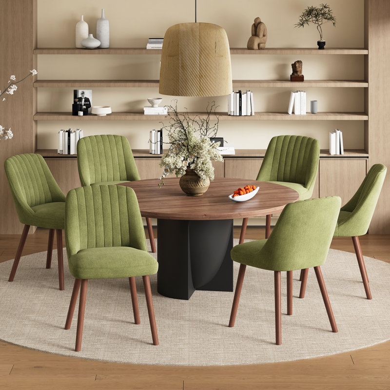 Chaises de salle à manger rembourrées modernes avec pieds en bois massif, Vert