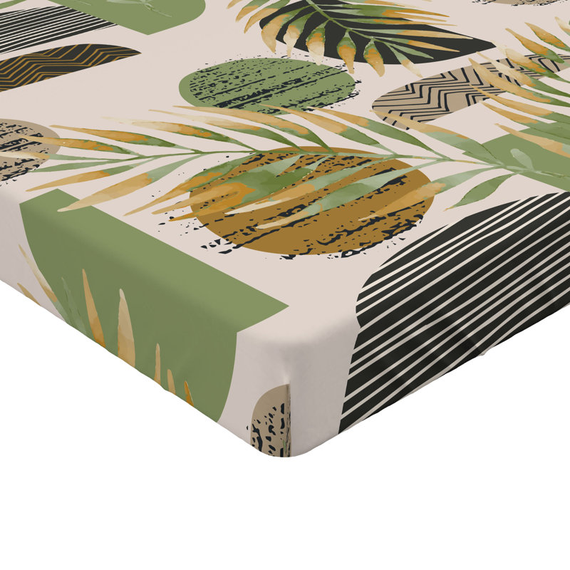 Drap-housse rustique Ambesonne, Drap-housse grand, Olive pâle, vert, ambré / floral