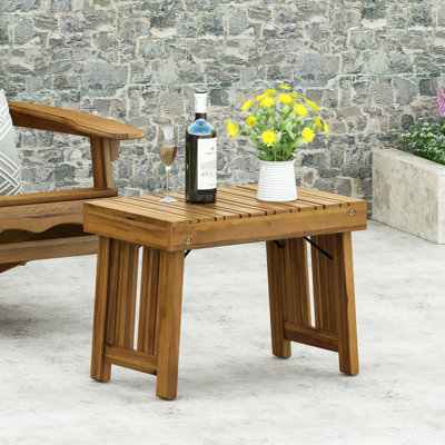 Foldable Side Table In Wood - Slat Design, 21.99W X 14.11D 15.84H Made Of Top For A Modern Look, 15.84H,