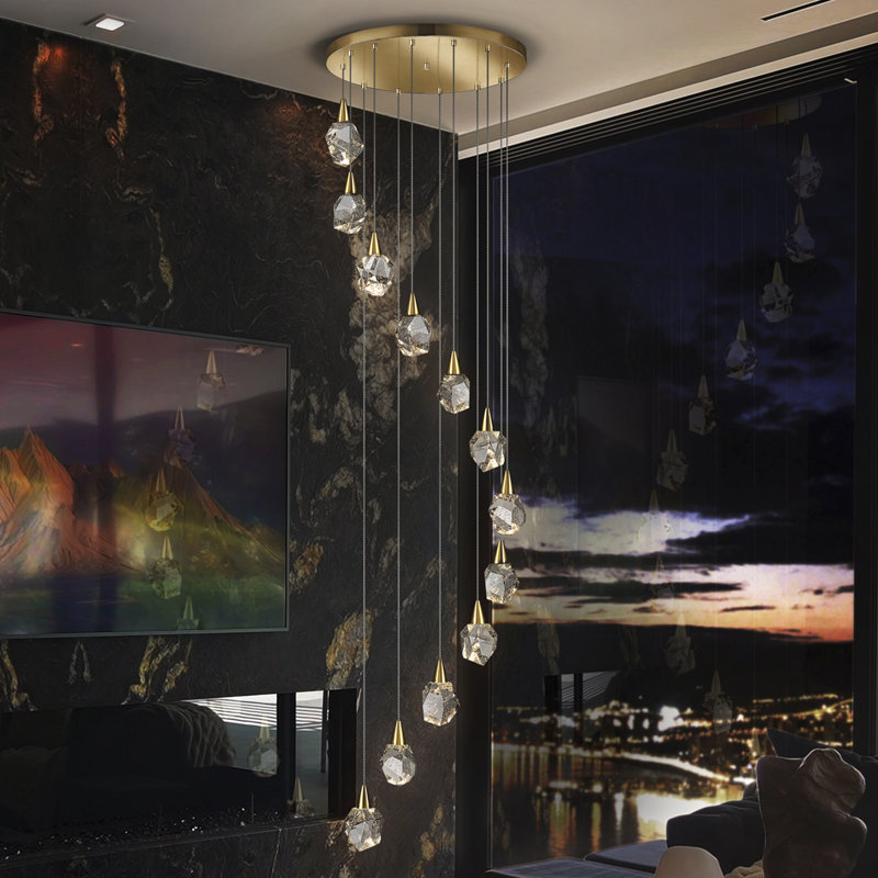 Baristo 12 - Light LED Crystal;Cluster Pendant, Gold