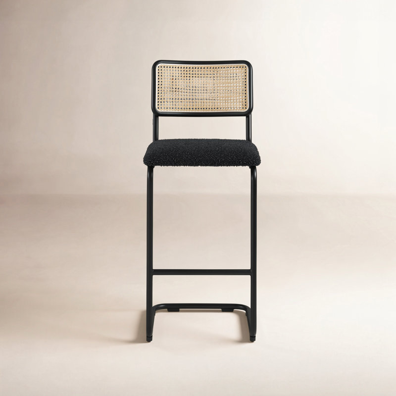 Tabouret de bar et de comptoir Walsh Boucle, Tabouret de bar (siège d’une hauteur de 30 po), Boucle noire / cadre noir