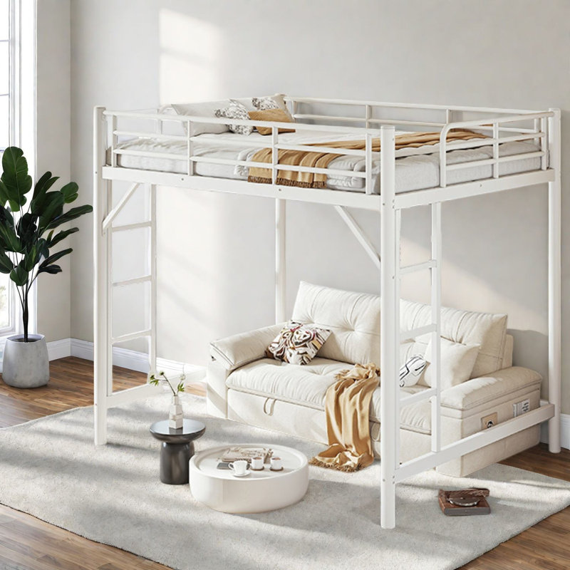 Lits peu encombrants avec rangement, lit mezzanine double en métal, chambre à coucher moderne