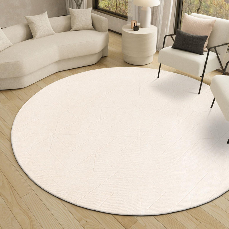Cyndle Hand-Tufted Wool Geometric Area Rug, Round 7'10"
