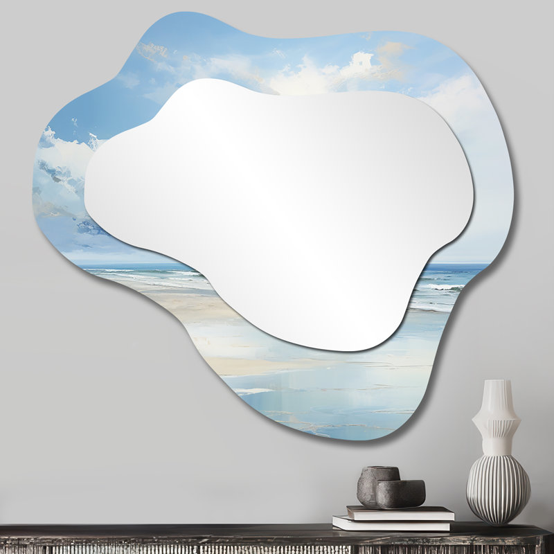 Coastal Beach Minimal Scenery II - Miroir mural décoratif nautique, 25 po x 28 po
