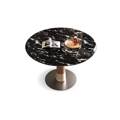 Black&Walnut Round Marble Dining table