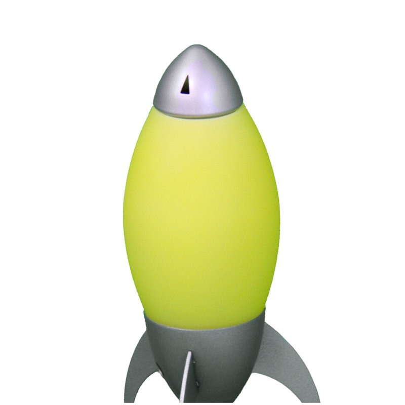 Grande lampe de table 10,5 "en acrylique pour enfants, conception fusée, jaune