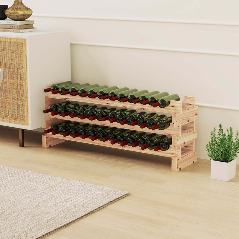 Carvel Solid Wood Wine Bottle Rack Brown