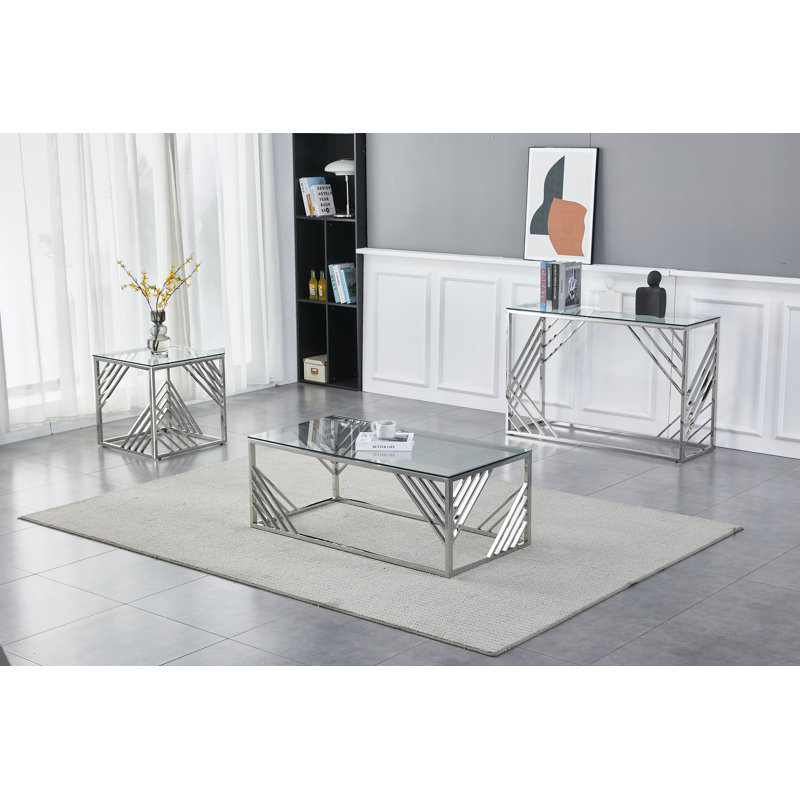 Ayline 120cm Glass Top Console Table