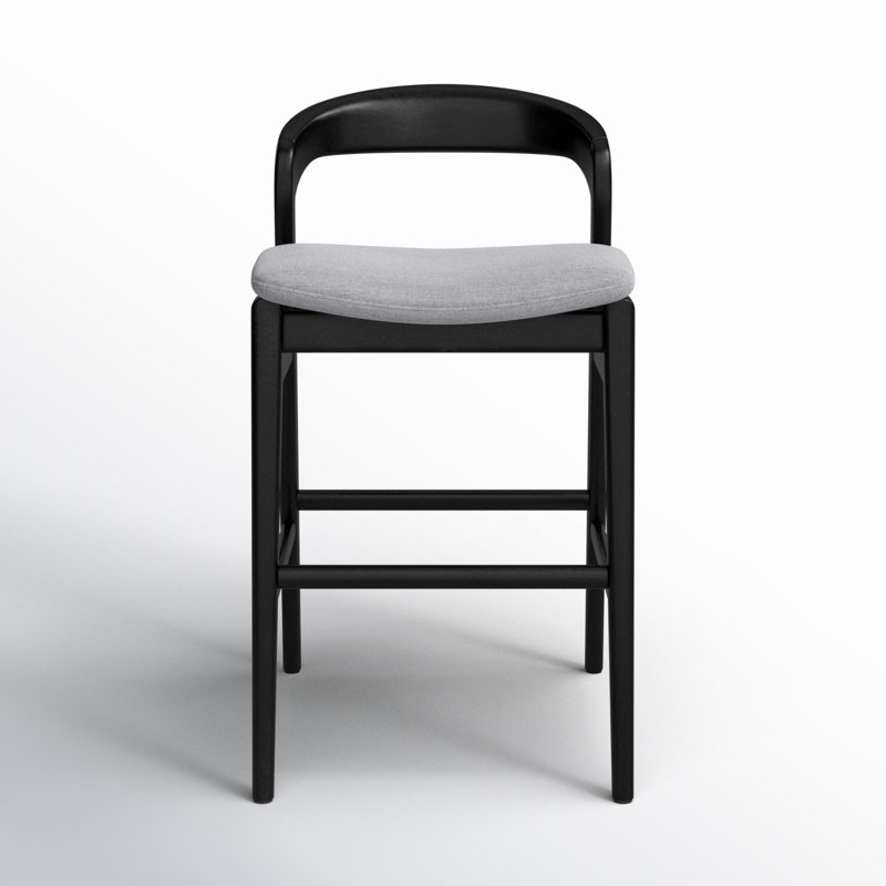 Modern Brazilian Velma Counter Stool, Essence Gray/Ebano Frame, Counter Stool (25.25" Seat Height)