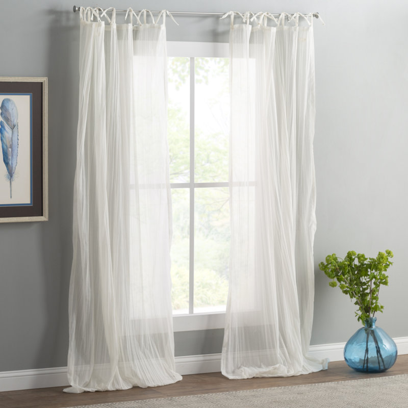 Erasma Sheer Single Curtain Panel, Ivory, 50" W x 95" L