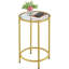 Round Side Table With Metal Frame & Glass Top-646176538