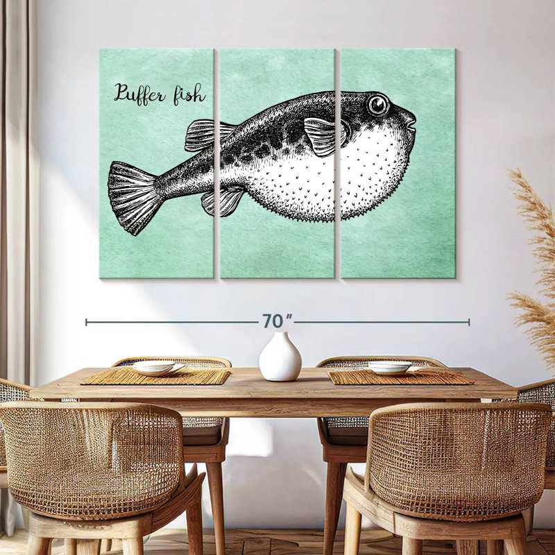 Brampt Puffer Fish Sketch, 42" H x 65" W