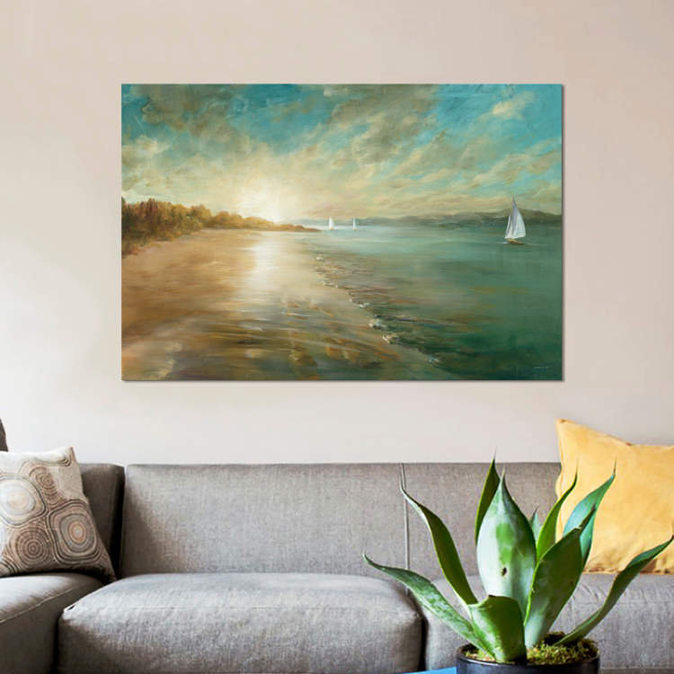 Coastal Glow by Danhui Nai - Print on Canvas, 66.04 cm H x 45.72 cm W, Black Floater Framed
