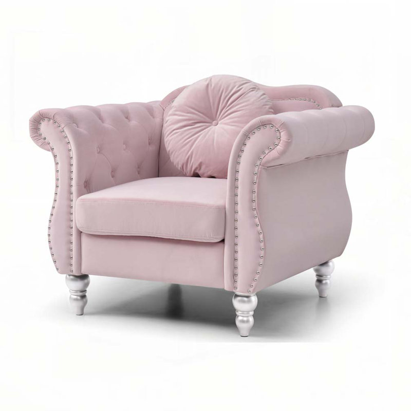 Chic Transitional Pink Accent Chair