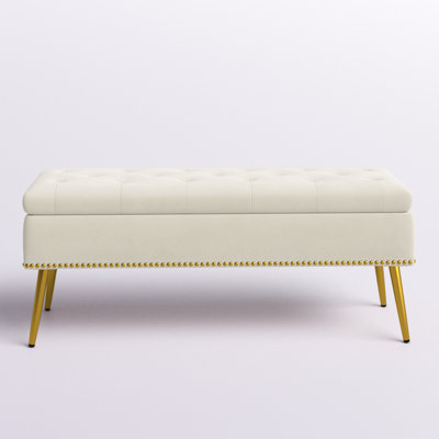 Banc de rangement rembourré en velours Kajana