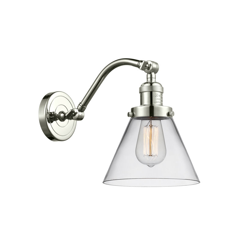 Applique murale 1 lumière Cone, DEL, Clair, Nickel poli