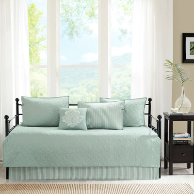 Housse de lit de jour réversible 6 pièces pour lit simple - avec housse, taies décoratives et coussin décoratif 6