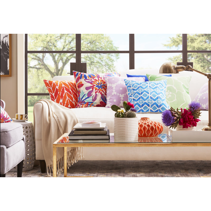 Budleigh Salterton Floral Down Throw Pillow, Blue, Polyester