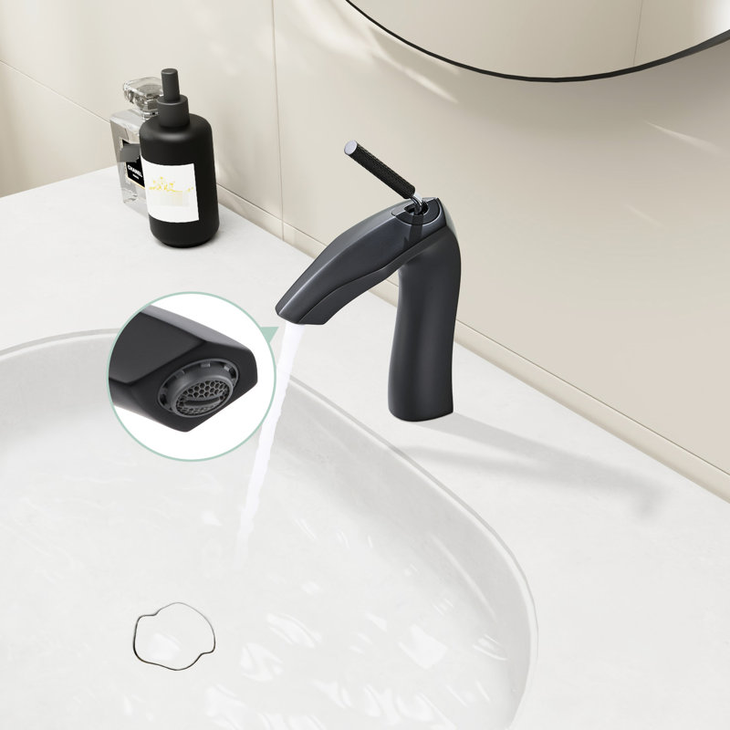 Matte Black Lavatory Faucet, Single Hole, Brass, Hot And Cold Water Supply Bathroom Deck Mounted, No Splashing Stream