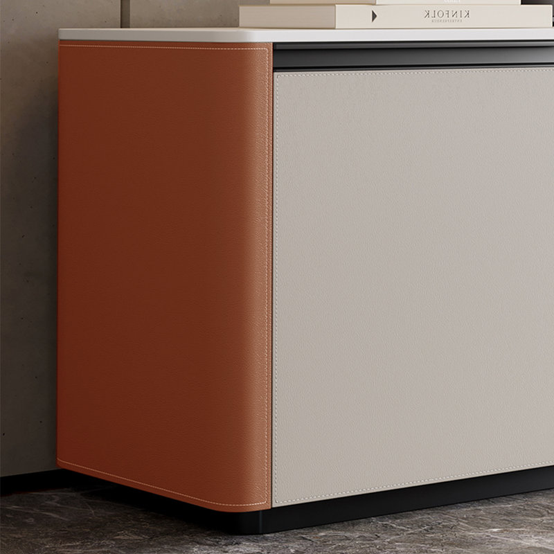 Meuble télé haut de style crème du plancher au plafond, 62.99", Orange / blanc / gris