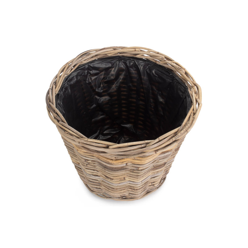 Rattan Planter Basket with Lining, 34cm H x 45cm W x 45cm D