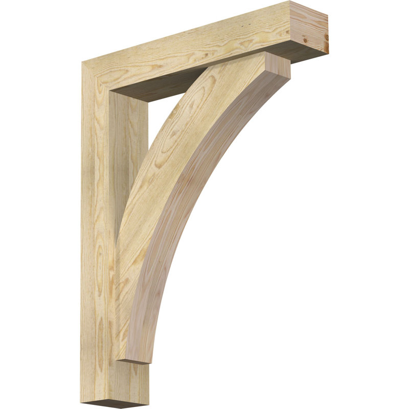 Thorton Block Bracket with Offset Brace, 6"W Douglas Fir (Rough Sawn), 36 x 28