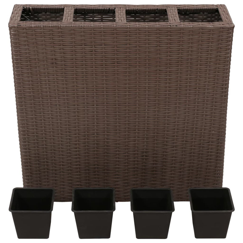 Boîte à fleurs pour l'extérieur avec pots intérieurs en rotin, Brun