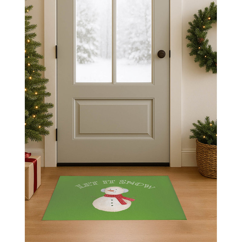 Tapis de porte d'intérieur Let it Snow, L 24 po x L 36 po, Vert