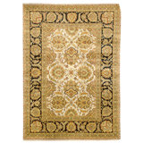High-Quality Hand-Knotted Light Blue And Black Area Rug