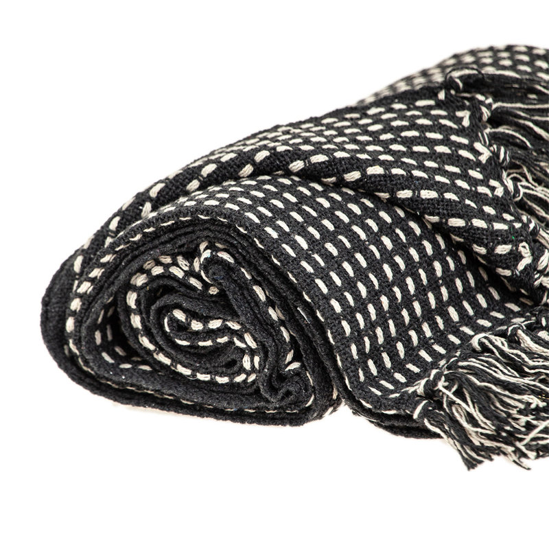  Jeté 100% coton Diamond, Black Striped