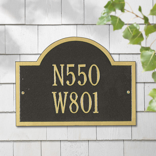 Wisconsin Special 2-Line Wall Address Plaque, Black and Gold, Yes