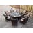 Pomos 8 - Person Wicker Patio Dining Set with Round Table , Cushions Included
