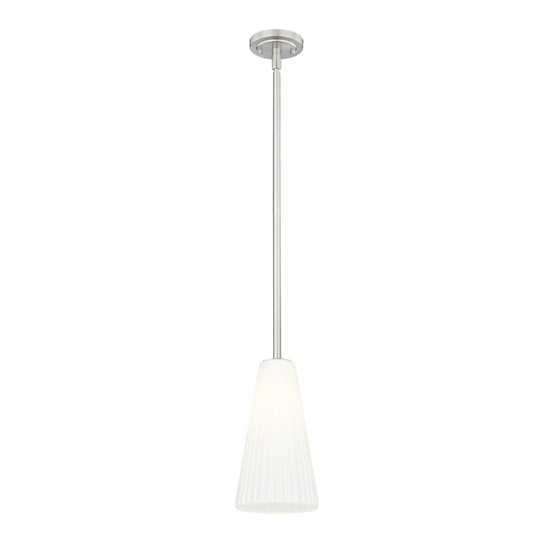 Luminaire suspendu moderne 1 lumière Tomy, Nickel brossé, H 58,75 po x l 7,25 po x P 7,25 po