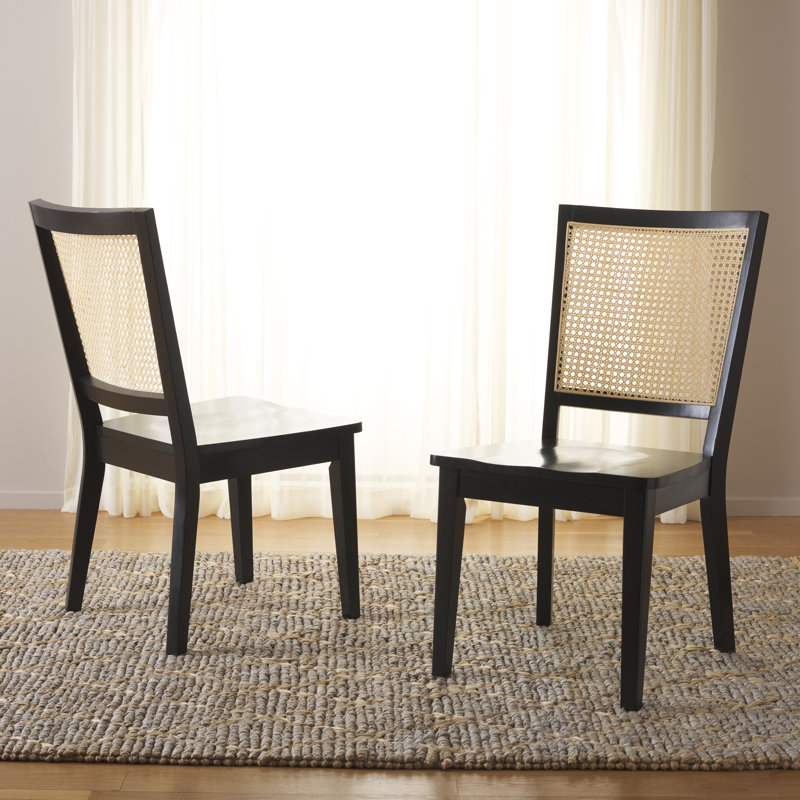 Karlie 18.9'' H Cane Back Side Chair, Black/Natural