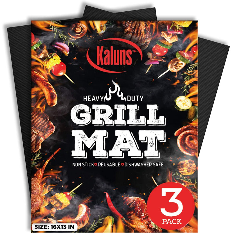 Black Heat-Resistant Non-Stick BBQ Grill Mat Set