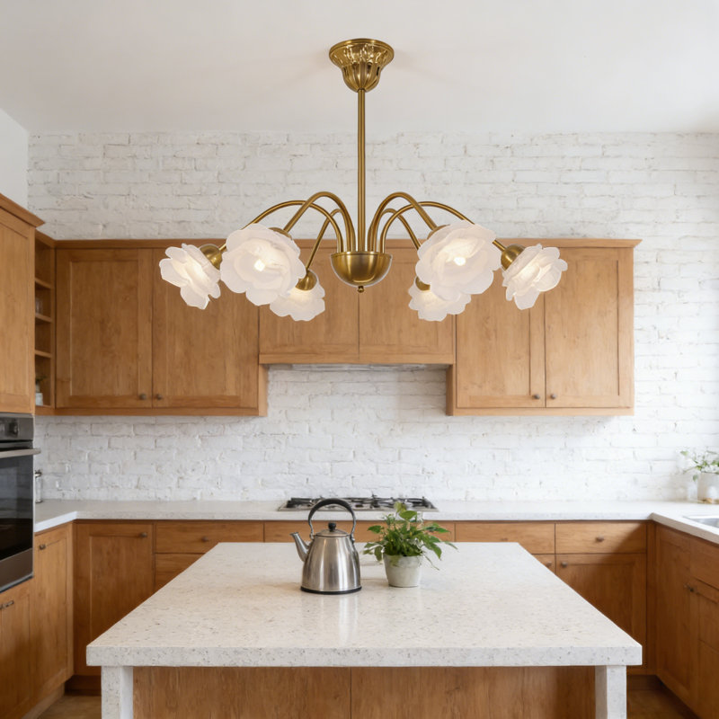6-Light 29.5" Modern Linear Sputnik Chandelier
