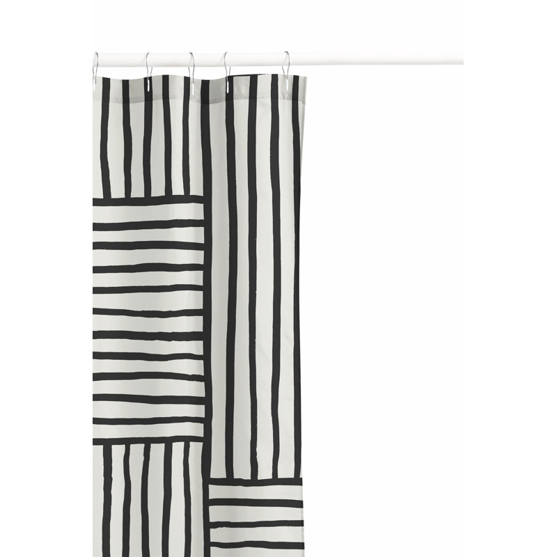 Grid Puz Ultra-Thin Lightweight Shower Curtain, Ivory/Charcoal