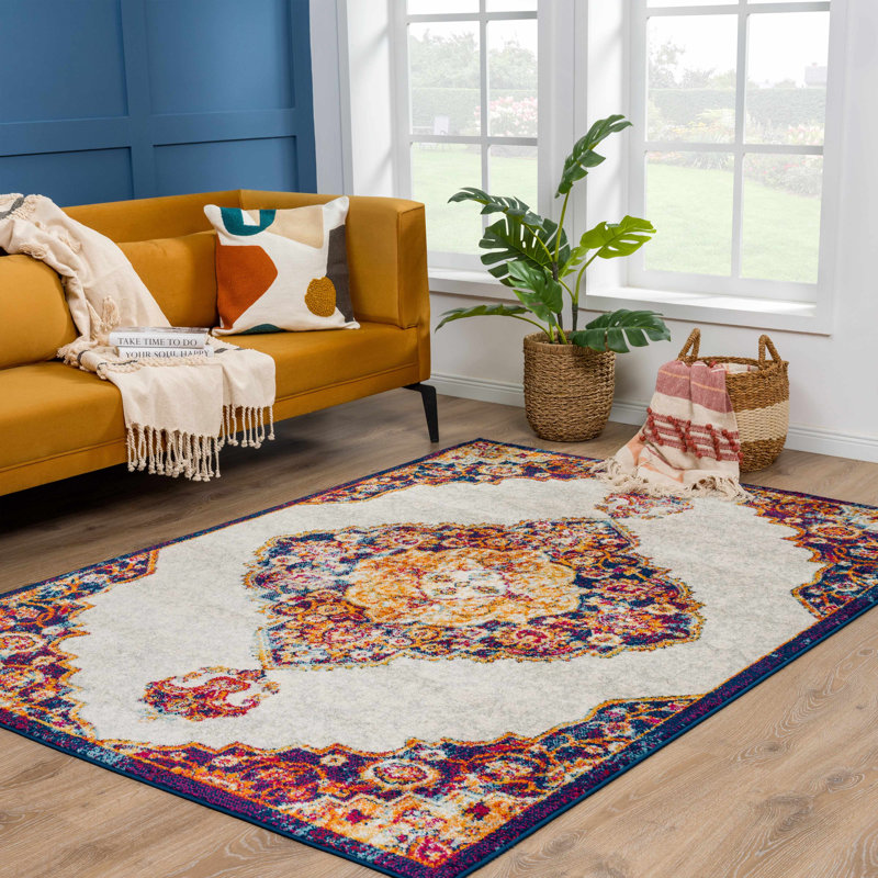 Edgao Oriental Indoor Rug, Rectangle 6'7" x 9'