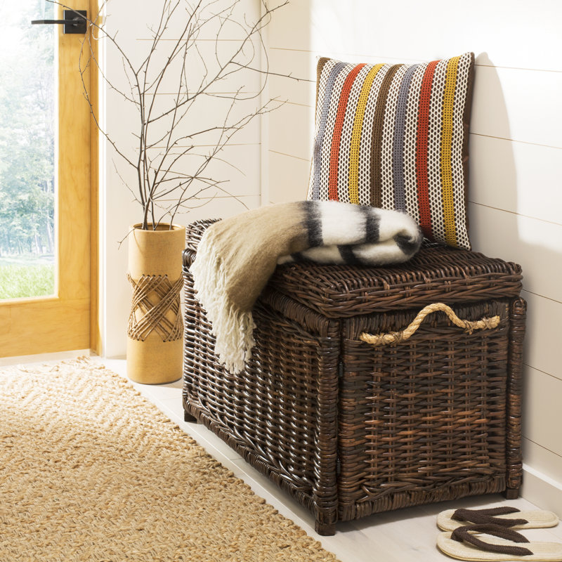 Jacob Hand-Woven Wicker Storage Trunk, Brown