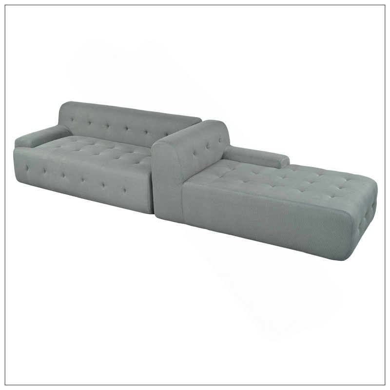 Grand canapé modulaire moderne en forme de L, style minimaliste, ensemble 2 pièces avec combinaisons libres, convenant aux salons, appartements et salons