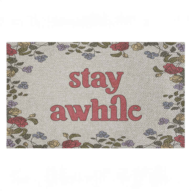 Tapis de porte extérieur Stay A Time Inviting Florals, design par Lil 'Rue, 18 po x 30 po
