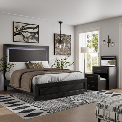 Ensemble de chambre à coucher avec meuble-lavabo 3 pièces Bellête