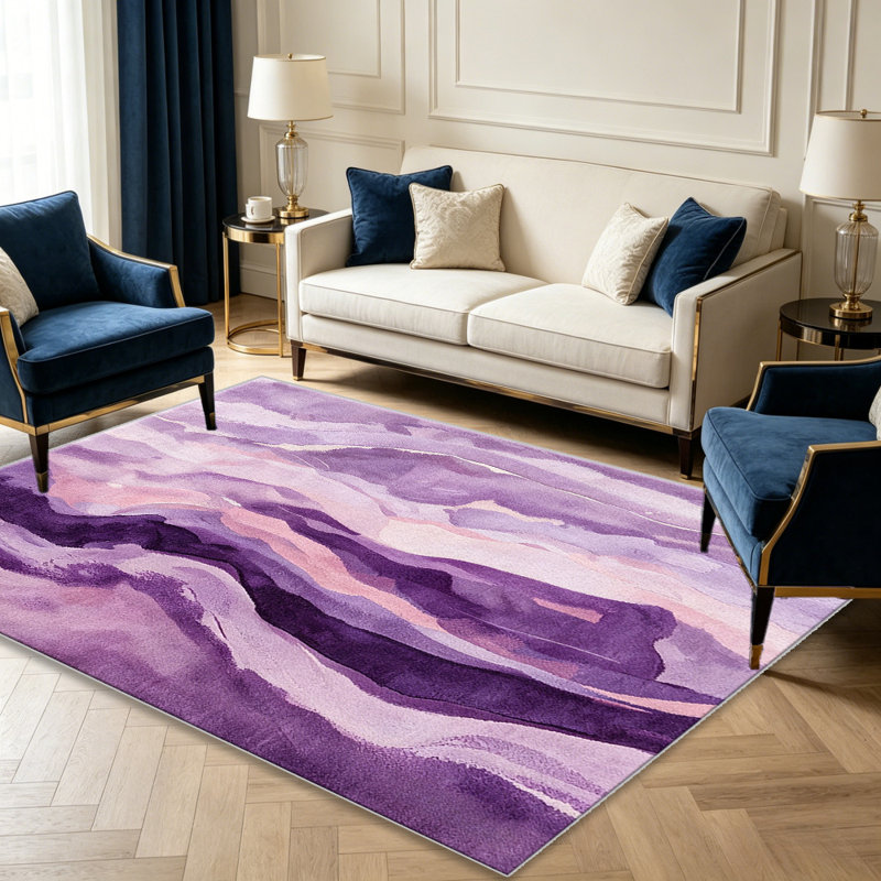 Lavender Abstract carpet-easy to clean, machine-washable, soft and comfortable; suitable for door mats, kitchens, living rooms, bedrooms, corridors, and laundry areas. Easy to clean, durable carpet for home decoration.